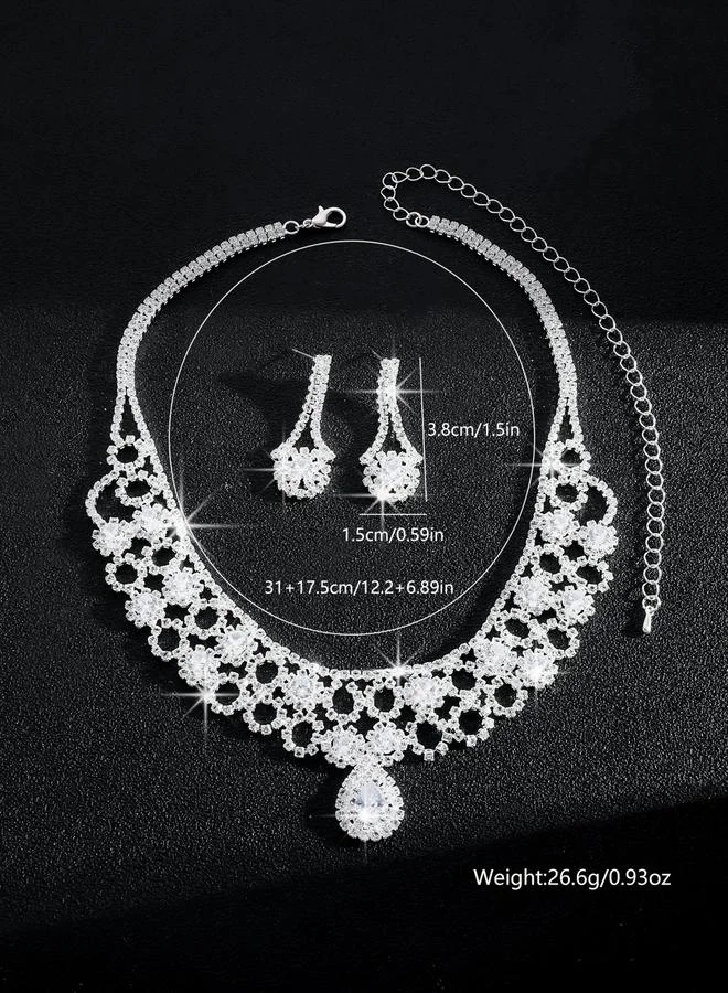 تايك تو طقم مجوهرات قطعتين عقد وأقراط مزين